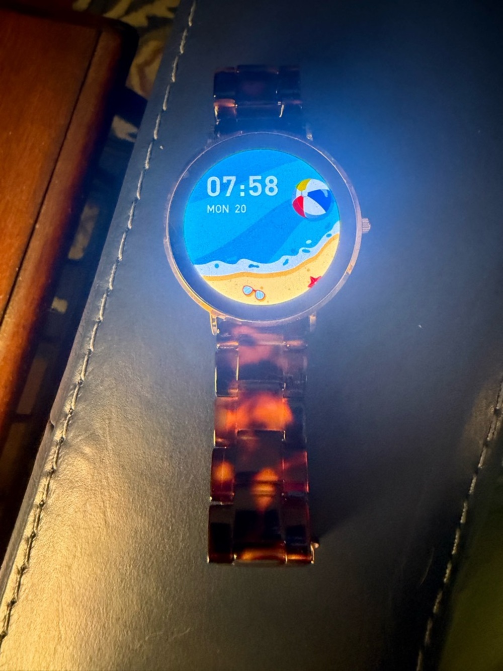 Tortoiseshell Resin Link Smartwatch — Brown